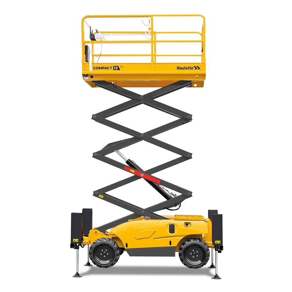 Haulotte Compact 12 DX Rough Terrain Scissor Lift working on site