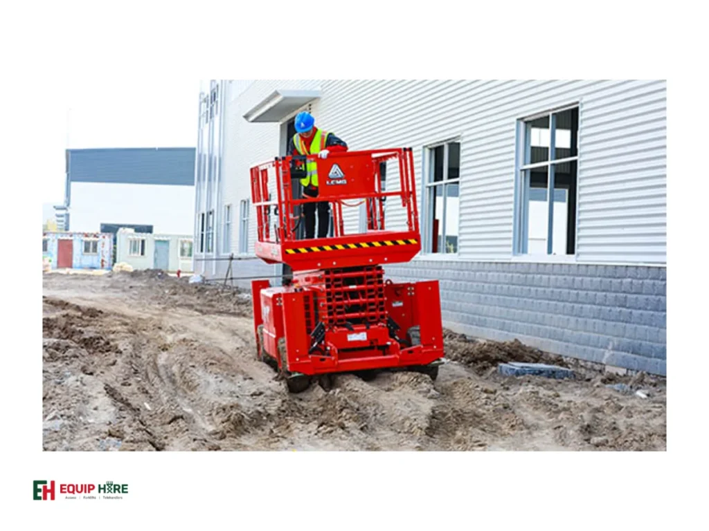 33ft Diesel Rough Terrain Scissor Lift Hire – LGMG SR1018D view 3